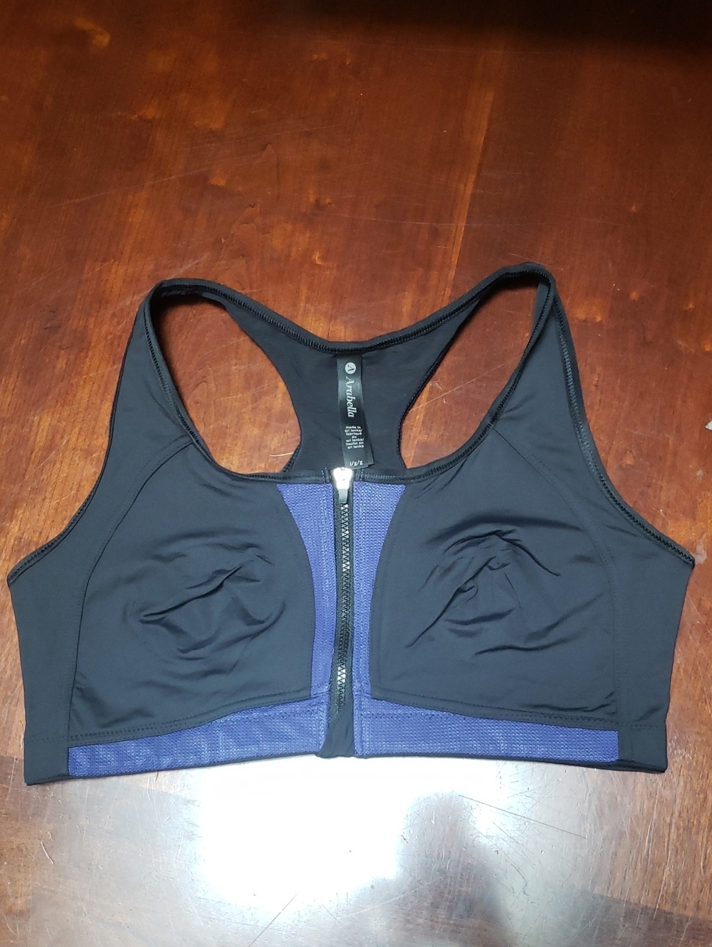 Arabella Front-Zip Black & Navy Sports Bra